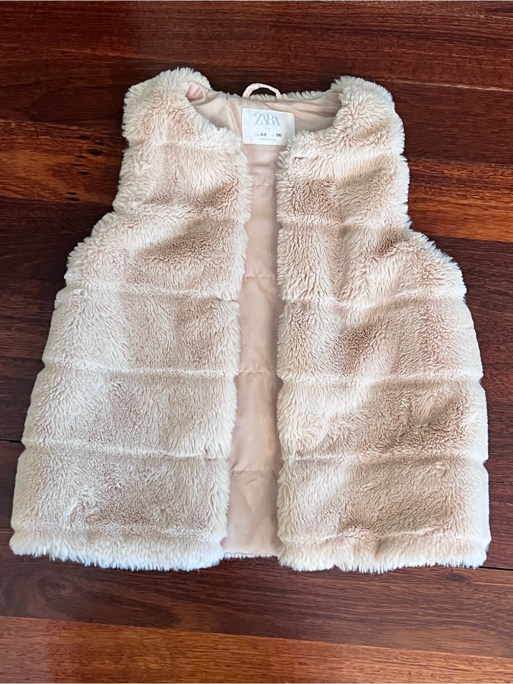 ZARA Kids Plush Faux Fur Vest - Blush Pink